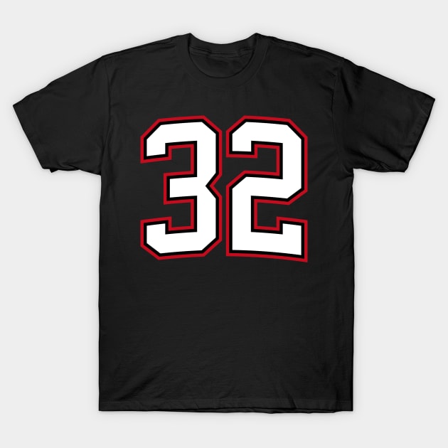 Number Thirty Two 32 T-Shirt by cowyark rubbark